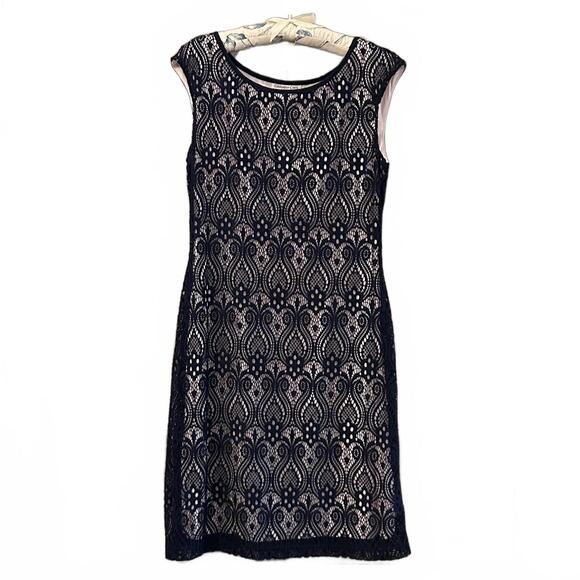 Coldwater Creek Dresses & Skirts - Coldwater Creek Women's Navy Crochet Dress Size 8 Cottagecore
